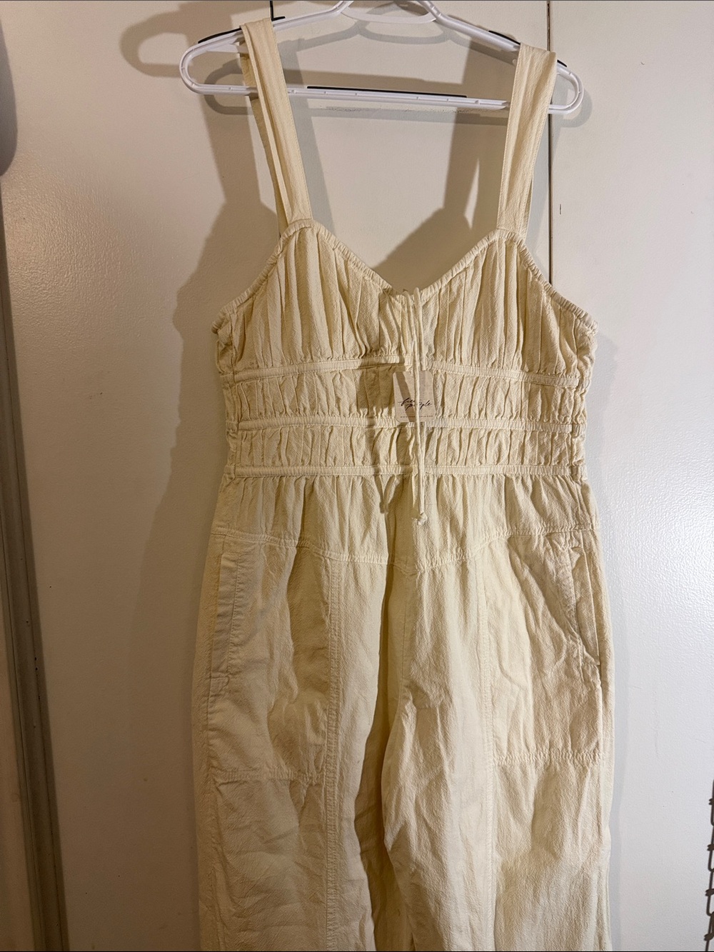 NWT FREE PEOPLE Smocked Strappy Wide-Leg Jumpsuit